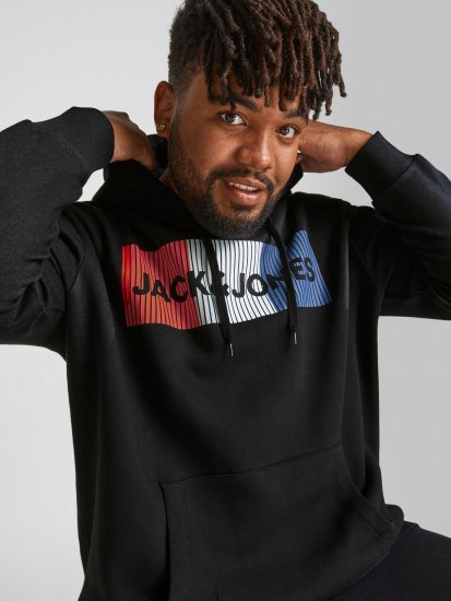 Jack & Jones CORP LOGO Hoodie Black - Sudaderas - Sudaderas 2XL-12XL