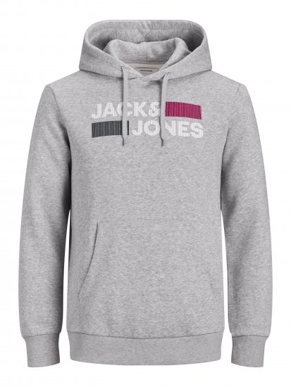 Jack & Jones CORP LOGO Hoodie Light Gray - Sudaderas - Sudaderas 2XL-12XL