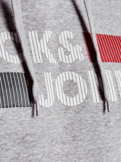 Jack & Jones CORP LOGO Hoodie Light Gray - Sudaderas - Sudaderas 2XL-12XL