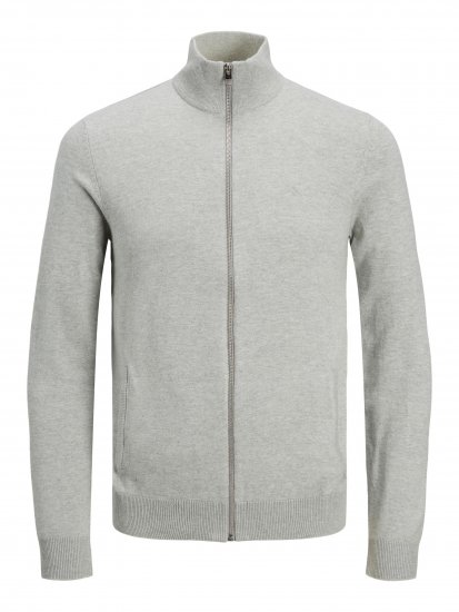 Jack & Jones JJEMIL Knit Turtle Zip Cardigan Light Grey - Sudaderas - Sudaderas 2XL-12XL