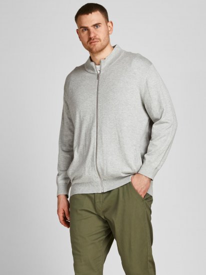 Jack & Jones JJEMIL Knit Turtle Zip Cardigan Light Grey - Sudaderas - Sudaderas 2XL-12XL