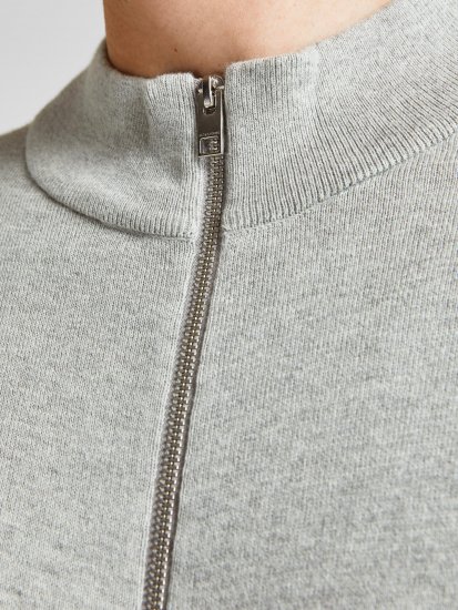 Jack & Jones JJEMIL Knit Turtle Zip Cardigan Light Grey - Sudaderas - Sudaderas 2XL-12XL