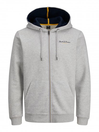 Jack & Jones JCOBERG SWEAT ZIP Hoodie Grey Melange - Sudaderas - Sudaderas 2XL-12XL