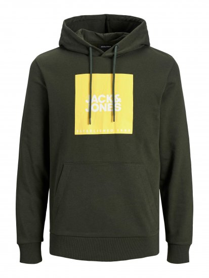 Jack & Jones JJLOCK SWEAT HOOD Dark Green - Sudaderas - Sudaderas 2XL-12XL