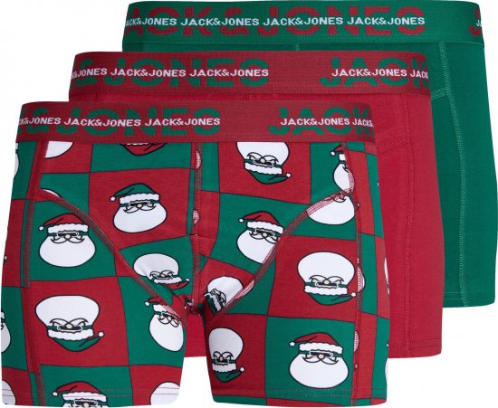 Jack & Jones JACSQUARE SANTA TRUNKS 3 PACK Aventurine - Ropa interior - Ropa interior 2XL-8XL
