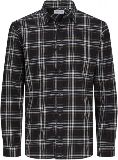 Jack & Jones JOSHUA LS Flannel Shirt Black - Camisas - Camisas 2XL-10XL