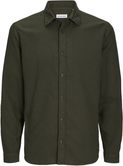 Jack & Jones JOSHUA LS Flannel Shirt Solid Green - Camisas - Camisas 2XL-10XL