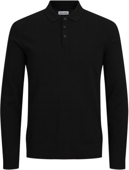 Jack & Jones FRED Long Sleeve Polo Black - Polos - Polos 2XL-8XL