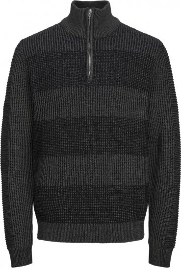 Jack & Jones HUGO Knitted Sweater with Half Zipper Black - Sudaderas - Sudaderas 2XL-12XL