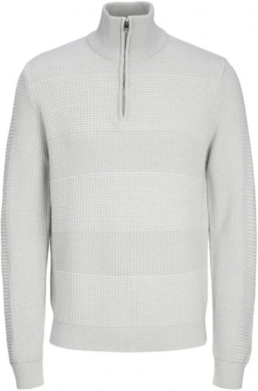 Jack & Jones HUGO Knitted Sweater with Half Zipper Cool Gray - Sudaderas - Sudaderas 2XL-12XL