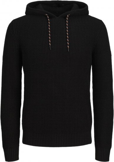 Jack & Jones LIAM Knitted Sweater Hoodie Black - Sudaderas - Sudaderas 2XL-12XL