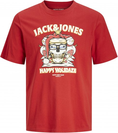 Jack & Jones XMAS Christmas Skull T-Shirt Red - Camisetas - Camisetas - 2XL-14XL