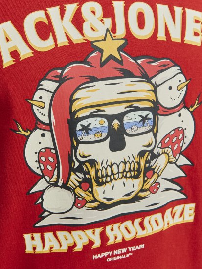 Jack & Jones XMAS Christmas Skull T-Shirt Red - Camisetas - Camisetas - 2XL-14XL