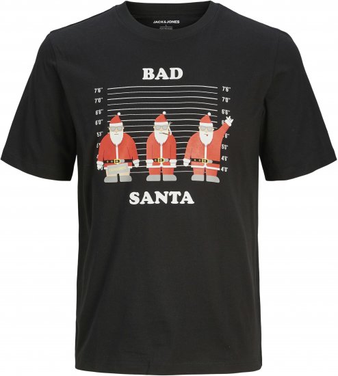 Jack & Jones XMAS Funny Bad Santa T-Shirt Black - Camisetas - Camisetas - 2XL-14XL