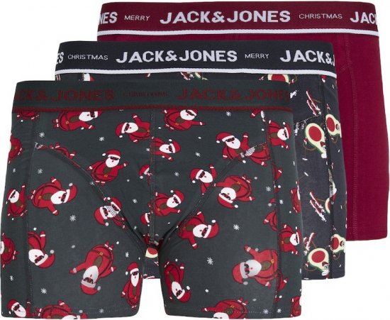 Jack & Jones MERRY X-MAS Trunks 3-Pack Dark Navy - Ropa interior - Ropa interior 2XL-8XL
