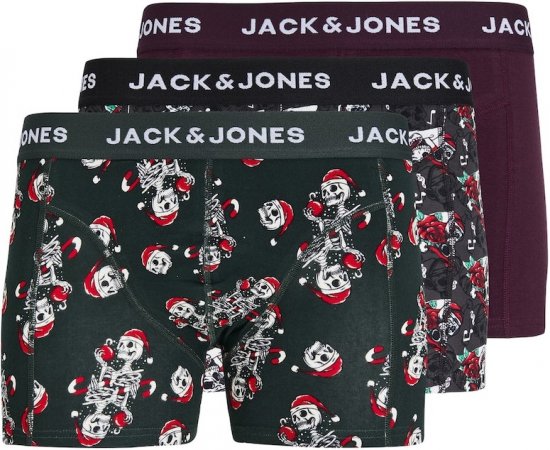 Jack & Jones XMAS Skull Trunks 3-Pack Green/Grey/Red - Ropa interior - Ropa interior 2XL-8XL