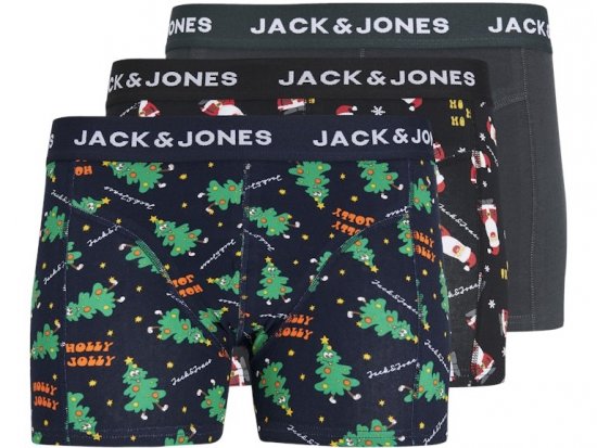Jack & Jones HOLLY JOLLY Trunks 3-Pack Black - Ropa interior - Ropa interior 2XL-8XL