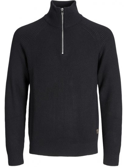 Jack & Jones Pannel Knit Half Zip Pullover Black - Sudaderas - Sudaderas 2XL-12XL