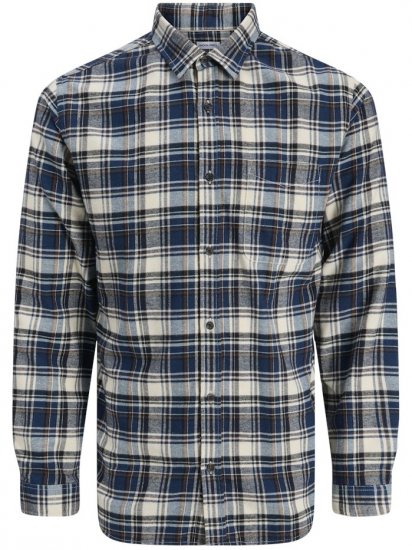 Jack & Jones James Long Sleeve Flannel Shirt Navy Blazer - Camisas - Camisas 2XL-10XL