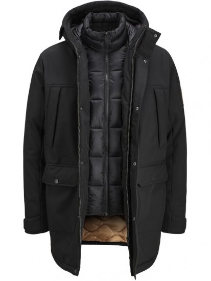 Jack & Jones Finn Softshell Parka Black - Chaquetas - Chaquetas Tallas Grandes 2XL-8XL