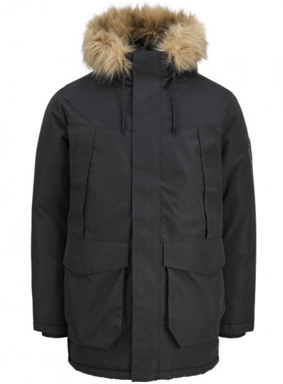 Jack & Jones Camp Faux Fur Parka Black - Chaquetas - Chaquetas Tallas Grandes 2XL-8XL
