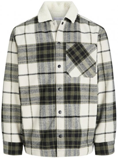 Jack & Jones Zac Teddy Long Sleeve Overshirt Jacket Dusty Olive - Chaquetas - Chaquetas Tallas Grandes 2XL-8XL