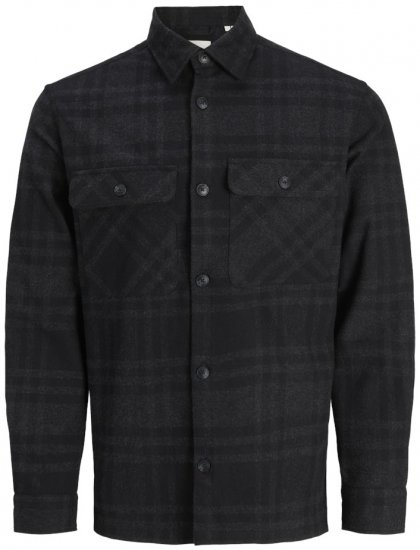 Jack & Jones Rayle Melange Check Long Sleeve Overshirt Black Beauty - Camisas - Camisas 2XL-10XL