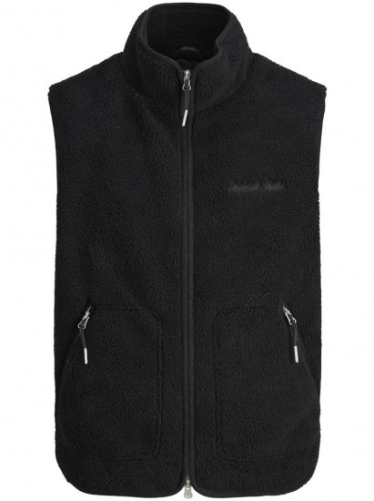 Jack & Jones Norrebro Teddy Gilet Vest Black - Chalecos - Chalecos en tallas grandes