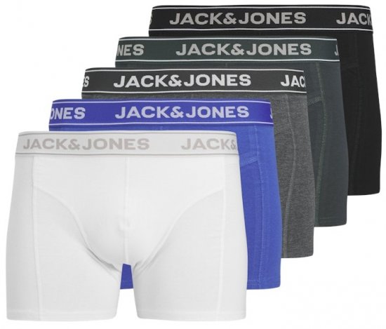 Jack & Jones Black Friday Trunks 5-Pack Black Grey Blue White - Ropa interior - Ropa interior 2XL-8XL