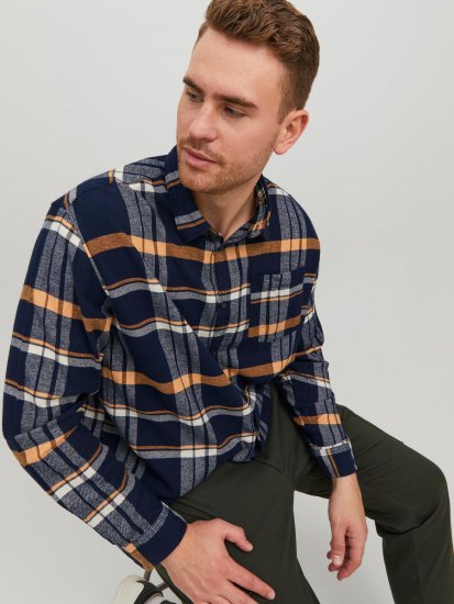 Jack & Jones JOROWEN CHECK COMFORT Shirt Navy - Camisas - Camisas 2XL-10XL