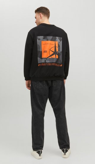 Jack & Jones JCOFILO Crew Neck Sweater with Back Print Black - Sudaderas - Sudaderas 2XL-12XL