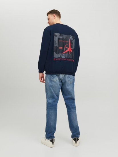 Jack & Jones JCOFILO Crew Neck Sweater with Back Print Navy Blazer - Sudaderas - Sudaderas 2XL-12XL