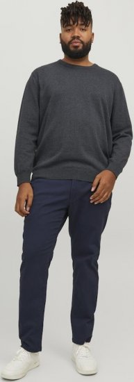 Jack & Jones BASIC Knitted Sweater Dark Grey Melange - Sudaderas - Sudaderas 2XL-12XL