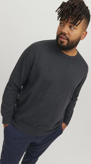 Jack & Jones BASIC Knitted Sweater Dark Grey Melange - Sudaderas - Sudaderas 2XL-12XL