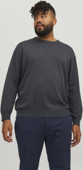 Jack & Jones BASIC Knitted Sweater Dark Grey Melange - Sudaderas - Sudaderas 2XL-12XL