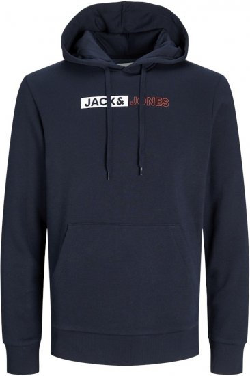 Jack & Jones CORP LOGO PLAY 5 Print Hoodie Navy Blazer - Sudaderas - Sudaderas 2XL-12XL
