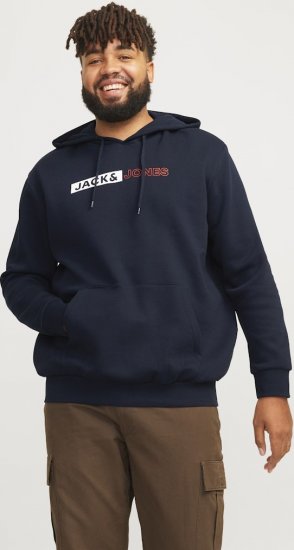 Jack & Jones CORP LOGO PLAY 5 Print Hoodie Navy Blazer - Sudaderas - Sudaderas 2XL-12XL