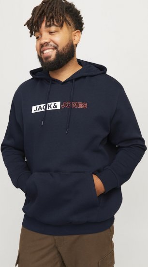 Jack & Jones CORP LOGO PLAY 5 Print Hoodie Navy Blazer - Sudaderas - Sudaderas 2XL-12XL
