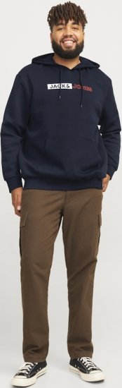 Jack & Jones CORP LOGO PLAY 5 Print Hoodie Navy Blazer - Sudaderas - Sudaderas 2XL-12XL