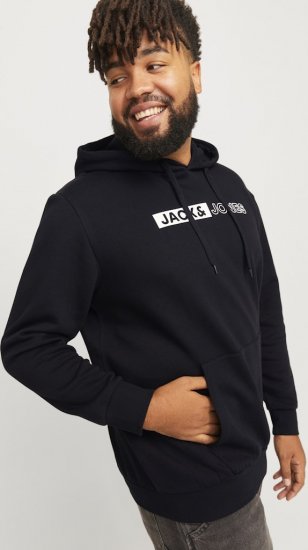 Jack & Jones CORP LOGO PLAY 5 Print Hoodie Black - Sudaderas - Sudaderas 2XL-12XL