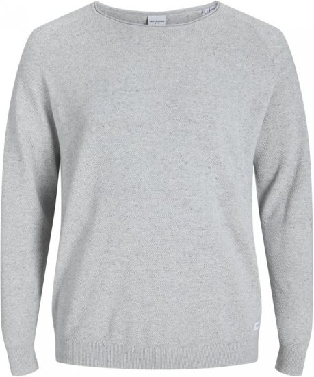 Jack & Jones HILL Knitted Sweater Light Grey Melange - Sudaderas - Sudaderas 2XL-12XL