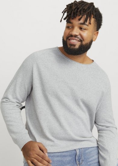 Jack & Jones HILL Knitted Sweater Light Grey Melange - Sudaderas - Sudaderas 2XL-12XL