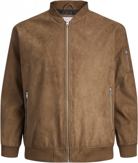 Jack & Jones ROCKY Faux Suede Bomber Jacket Brown - Chaquetas - Chaquetas Tallas Grandes 2XL-8XL