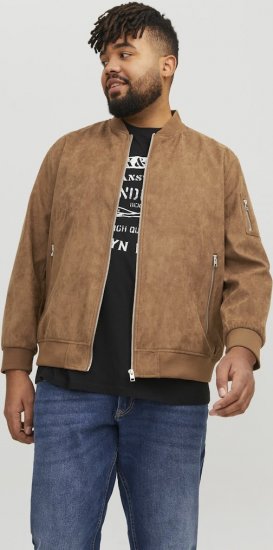 Jack & Jones ROCKY Faux Suede Bomber Jacket Brown - Chaquetas - Chaquetas Tallas Grandes 2XL-8XL