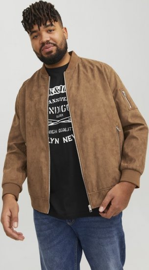 Jack & Jones ROCKY Faux Suede Bomber Jacket Brown - Chaquetas - Chaquetas Tallas Grandes 2XL-8XL