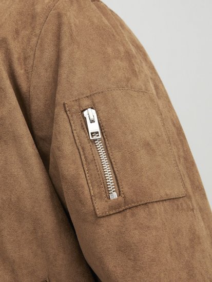 Jack & Jones ROCKY Faux Suede Bomber Jacket Brown - Chaquetas - Chaquetas Tallas Grandes 2XL-8XL