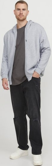 Jack & Jones BRADLEY Zip Hoodie Light Grey Melange - Sudaderas - Sudaderas 2XL-12XL