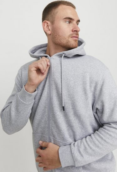 Jack & Jones BRADLEY Zip Hoodie Light Grey Melange - Sudaderas - Sudaderas 2XL-12XL