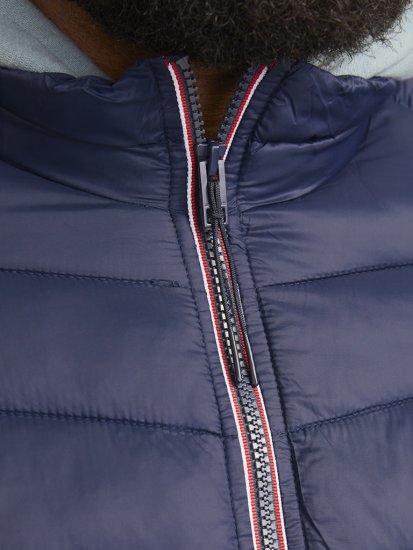 Jack & Jones SPRINT True Red Stitches Quilted Collar Jacket Navy Blazer - Chaquetas - Chaquetas Tallas Grandes 2XL-8XL