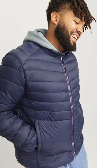 Jack & Jones SPRINT True Red Stitches Quilted Collar Jacket Navy Blazer - Chaquetas - Chaquetas Tallas Grandes 2XL-8XL